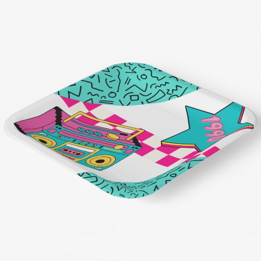 Vintager Stil 1990 Stereo Pappteller (Gewinkelt)