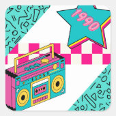 Vintager Stil 1990 Stereo Quadratischer Aufkleber (Vorderseite)
