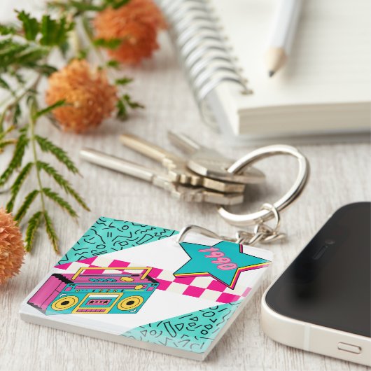 Vintager Stil 1990 Stereo Schlüsselanhänger (Vorderseite rechts)