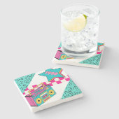 Vintager Stil 1990 Stereo Steinuntersetzer (Seitenansicht)