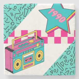 Vintager Stil 1990 Stereo Steinuntersetzer