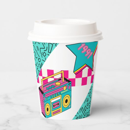Vintager Stil 1991 Stereo Pappbecher (Rückseite)