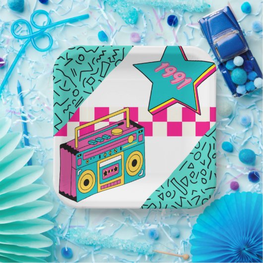 Vintager Stil 1991 Stereo Pappteller (Party)