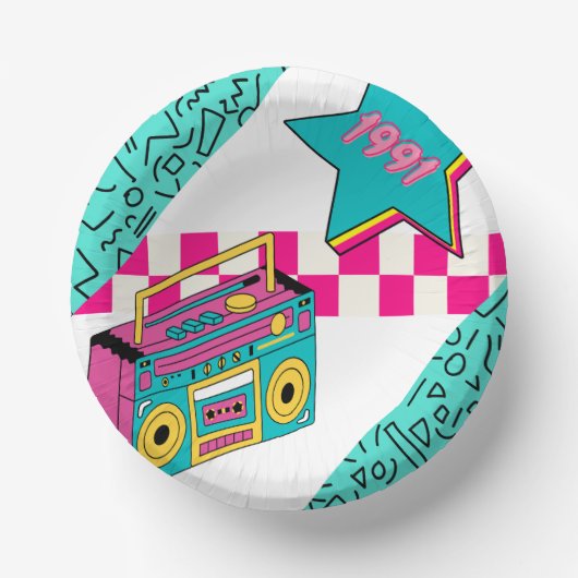 Vintager Stil 1991 Stereo Pappteller (Vorderseite)