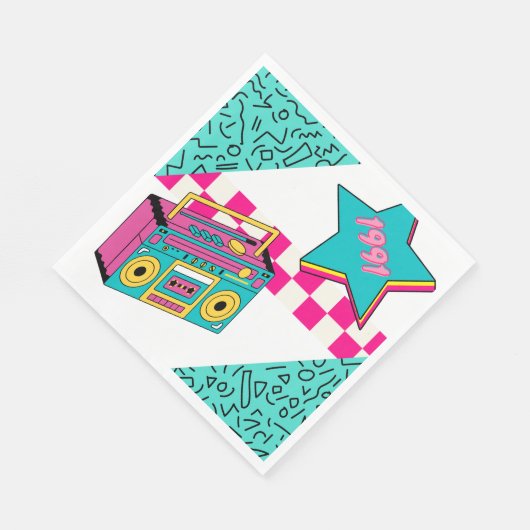 Vintager Stil 1991 Stereo Serviette (Ecke)