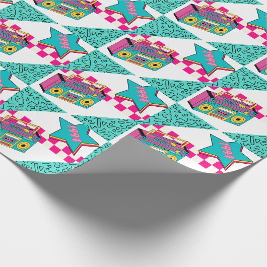 Vintager Stil 1994 Stereo Geschenkpapier (Ecke)