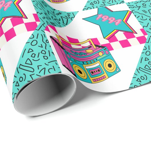 Vintager Stil 1994 Stereo Geschenkpapier (Rolleneckpunkt)