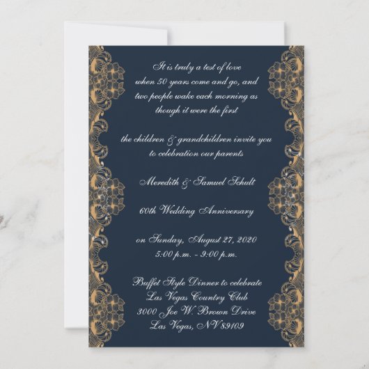 Vintager Stil 50. Hochzeitstag Einladung (Rückseite)