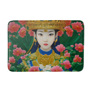Vintager Stil Abstraktes Asiatisches Mädchen mit B Badematte