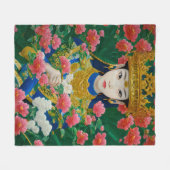 Vintager Stil Abstraktes Asiatisches Mädchen mit B Fleecedecke (Vorderseite (Horizontal))