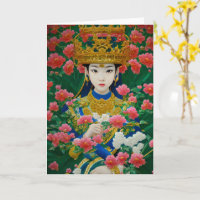 Vintager Stil Abstraktes Asiatisches Mädchen mit B