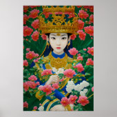 Vintager Stil Abstraktes Asiatisches Mädchen mit B Poster (Vorne)