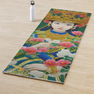 Vintager Stil Abstraktes Asiatisches Mädchen mit B Yogamatte