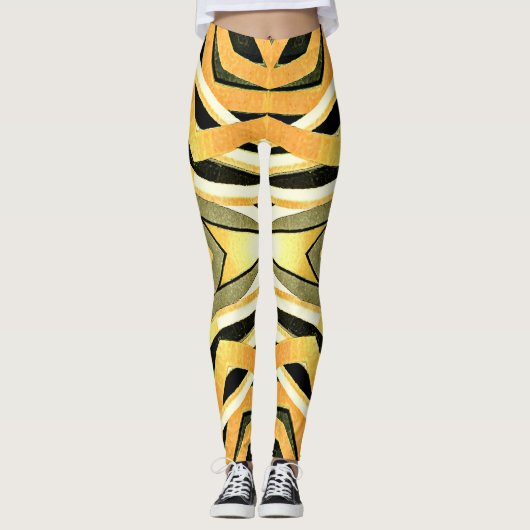Vintager Stil abstraktes trendiges Design Leggings (Vorderseite)