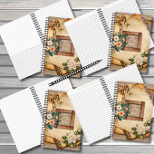 Vintager Stil Alte Papierfloral auf Hessian Notizblock