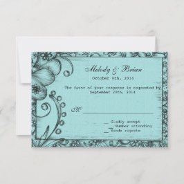 Vintager Stil Aqua Blues Hochzeit RSVP