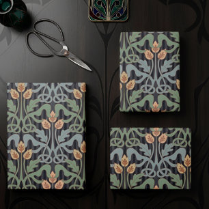 Vintager Stil Art Nouveau Geschenkpapier Set