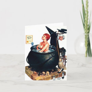 Vintager Stil "Baden in einem Kessel" Note Card Feiertagskarte
