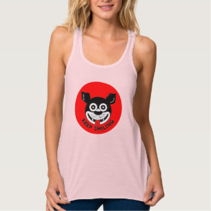Vintager Stil "Behalt Lächeln" Dog Logo Tank Oben Top
