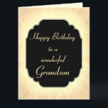 Vintager Stil Birthday Grandson Karte<br><div class="desc">Stilvoll und Chic Happy Birthday Grandson Design Grußkarte.</div>