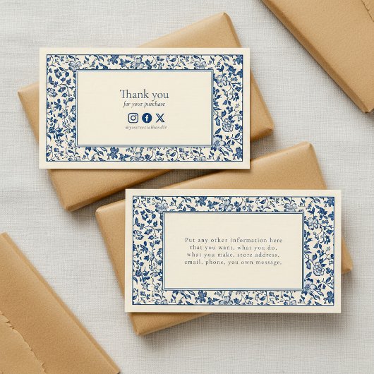 Vintager Stil Blumenrahmen Sozialdanke Begleitkarte