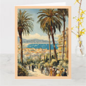 Vintager Stil Cannes Französisch Reisen Wasserfarb Karte (Gelbe Blume)