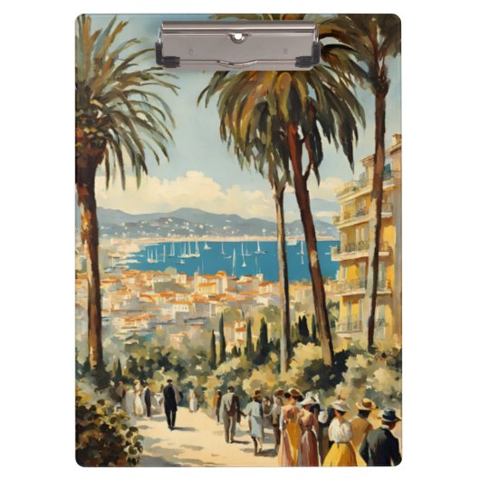 Vintager Stil Cannes Französisch Reisen Wasserfarb Klemmbrett (Vorderseite)