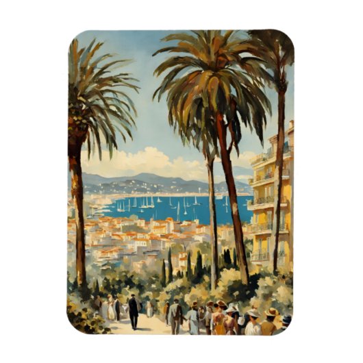 Vintager Stil Cannes Französisch Reisen Wasserfarb Magnet (Vertikal)