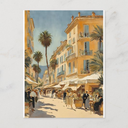 Vintager Stil Cannes Französisch Reisen Wasserfarb Postkarte (Vorderseite)
