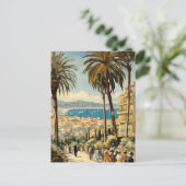 Vintager Stil Cannes Französisch Reisen Wasserfarb Postkarte (Stehend Vorderseite)