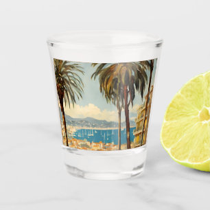 Vintager Stil Cannes Französisch Reisen Wasserfarb Schnapsglas