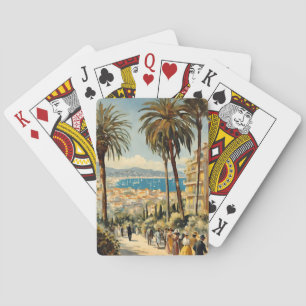 Vintager Stil Cannes Französisch Reisen Wasserfarb Spielkarten