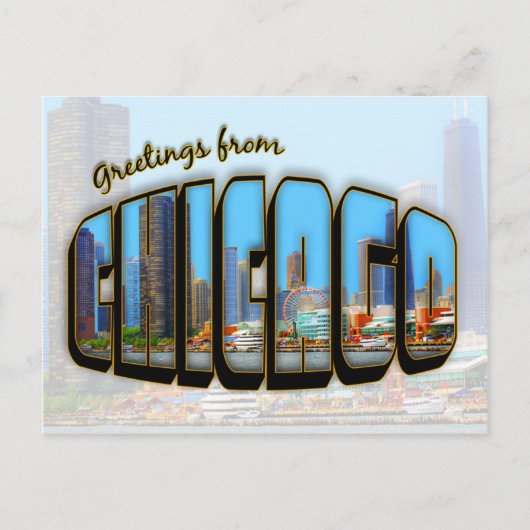 Vintager Stil Chicago City Postkarte (Vorderseite)