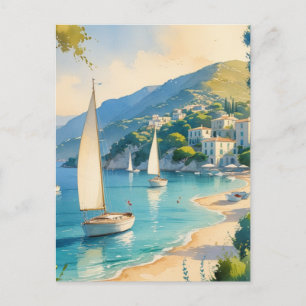 Vintager Stil Cote D'Azur Einladungspostkarte