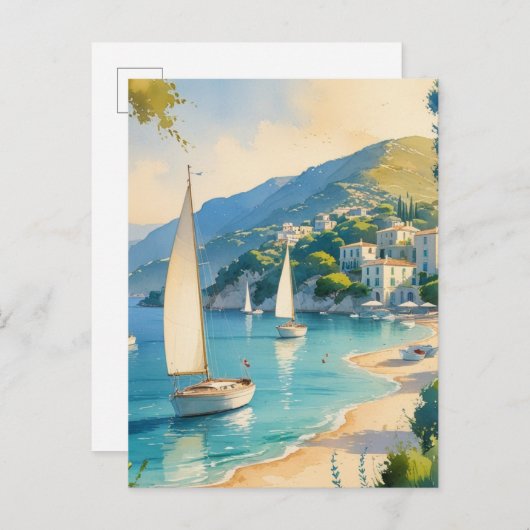 Vintager Stil Cote D'Azur Einladungspostkarte (Vorne/Hinten)