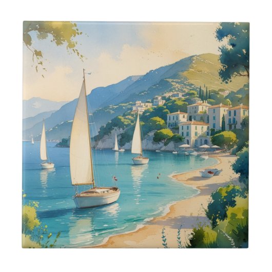 Vintager Stil Cote D'Azur Fliese (Vorderseite)