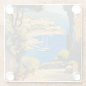 Vintager Stil Cote D'Azur Französisch Reisen Maler Glasuntersetzer (Rückseite)