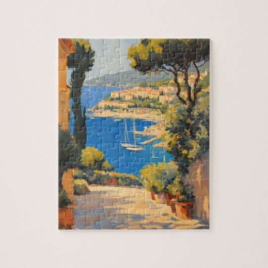 Vintager Stil Cote D'Azur Französisch Reisen Maler Puzzle (Vertikal)