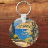 Vintager Stil Cote D'Azur Französisch Reisen Maler Schlüsselanhänger (Vorderseite)