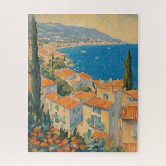 Vintager Stil Cote d'Azur Französisch Reisen Wasse Puzzle (Vertikal)