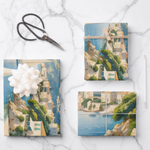 Vintager Stil Cote D'Azur Geschenkpapier Set