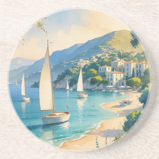 Vintager Stil Cote D'Azur Getränkeuntersetzer (Vorne)