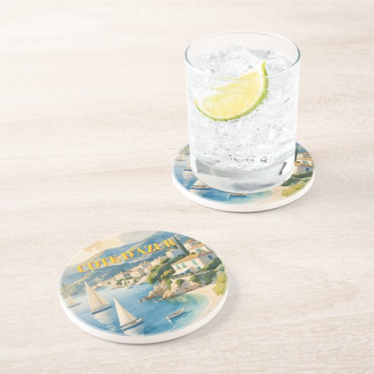 Vintager Stil Cote D'Azur Getränkeuntersetzer (Seite)