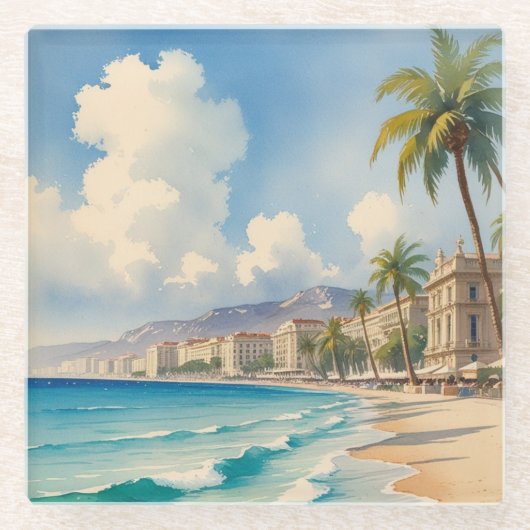 Vintager Stil Cote D'Azur Glasuntersetzer (Vorderseite)