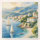 Vintager Stil Cote D'Azur Glasuntersetzer (Vorderseite)