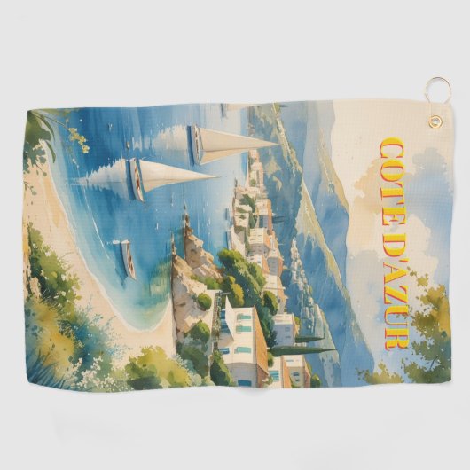Vintager Stil Cote D'Azur Golfhandtuch (Horizontal)