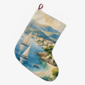 Vintager Stil Cote D'Azur Großer Weihnachtsstrumpf (Vorderansicht (hängend))