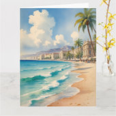 Vintager Stil Cote D'Azur Karte (Gelbe Blume)