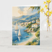 Vintager Stil Cote D'Azur Karte (Gelbe Blume)