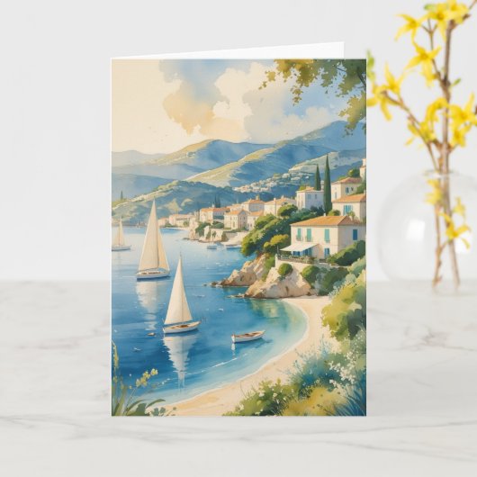 Vintager Stil Cote D'Azur Karte (Gelbe Blume)